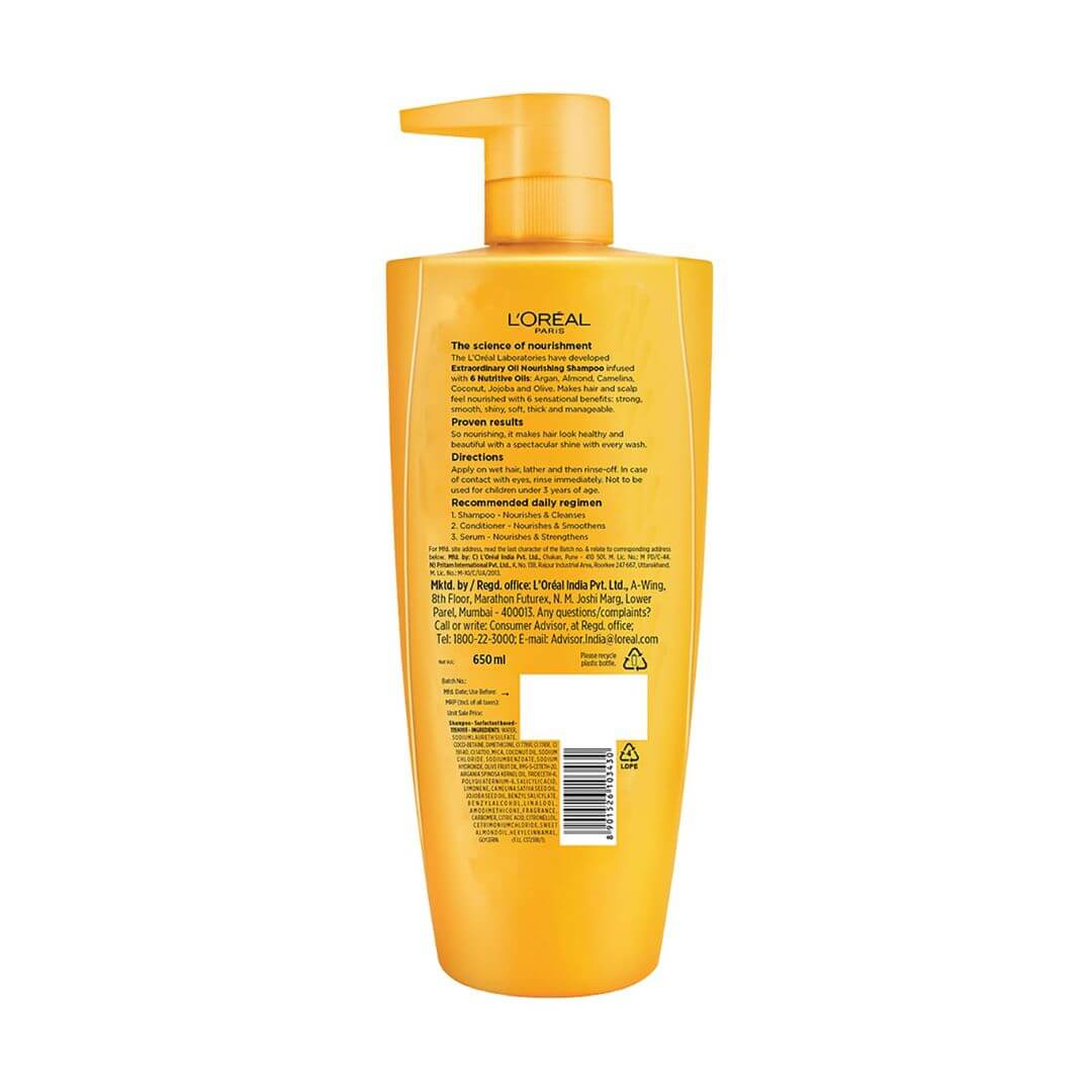 L'Oreal Paris Extraordinary Oil Nourishing Shampoo For Dry & Dull Hair 650ml,8901526103430