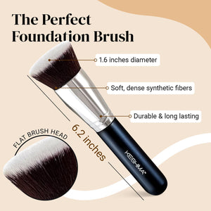 KESHIMA Keshima Large Flat Top Kabuki Foundation Brush - Premium Makeup Brush For Liquid, Cream, And Powder - Buffing, Blending, And Face - 1.6 Top Diameter
