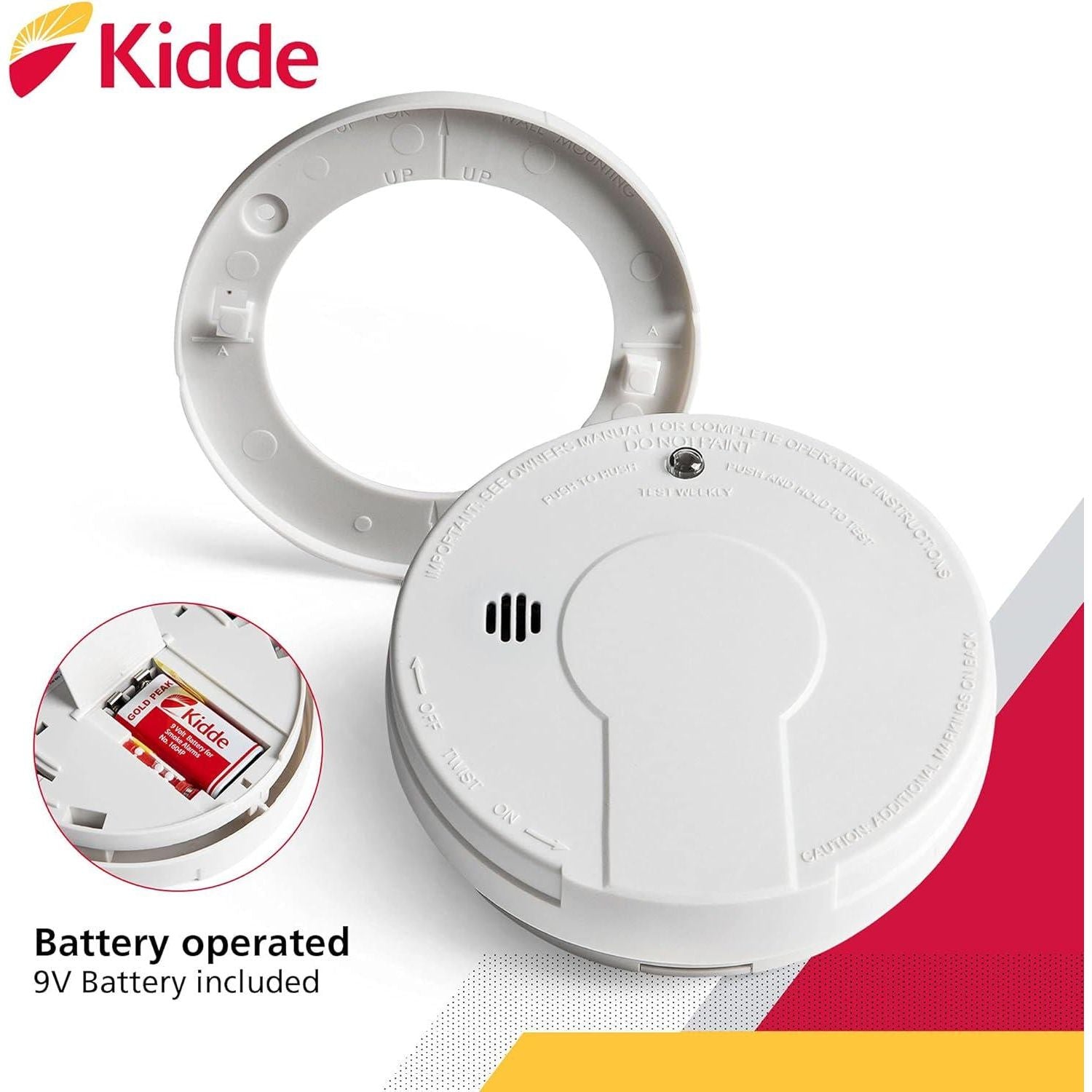 Kidde Smoke Detector, 9-Volt Battery Operated, Ionization Smoke Alarm, Battery Included,047871260515