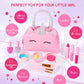 Girls Real Makeup Kit with Pink Unicorn Purse Washable Pretend Play Vanity Set for Ages 3 to 10