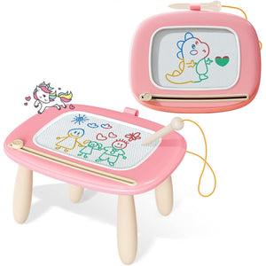 Kikidex Magnetic Drawing Board Soft Pink Doodle Pad for Toddler Girls Ages 1 to 3 Educational Birthday Gift