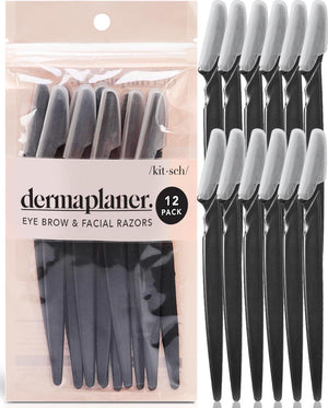 Kitsch Kitsch Dermaplaning Tool - Face Razors For Women And Men, Eyebrow Trimmer And Face Shaver, Facial Hair Removal, Facial Razors For Women And Men, Dermaplane Razor - 12pc, Black