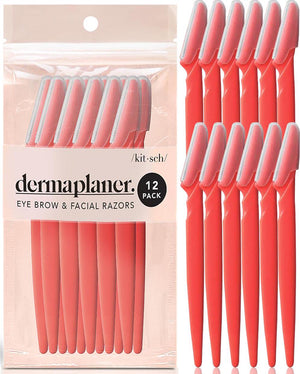 Kitsch Kitsch Dermaplaning Tool - Face Razors For Women And Men, Eyebrow Trimmer And Face Shaver, Facial Hair Removal, Facial Razors For Women And Men, Dermaplane Razor - 12pc, Coral