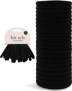 Kitsch Kitsch Nylon Hair Ties For Girls And Women - No Snag, Pain-free Hair Ties No Damage Ideal For Ponytails, Updos And Braids, 20pcs Black