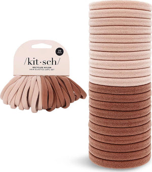 Kitsch Kitsch Nylon Hair Ties For Girls And Women - No Snag, Pain-free Hair Ties No Damage Rubber Bands Ideal For Ponytails, Updos And Braids, 20pcs Blush