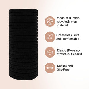 Kitsch Kitsch Nylon Hair Ties For Girls And Women - No Snag, Pain-free Hair Ties No Damage Ideal For Ponytails, Updos And Braids, 20pcs Black