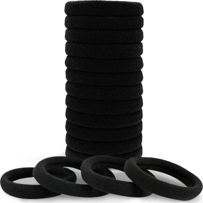 Kitsch Kitsch Nylon Hair Ties For Girls And Women - No Snag, Pain-free Hair Ties No Damage Ideal For Ponytails, Updos And Braids, 12pcs Black