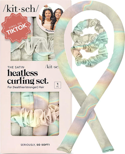 Kitsch Kitsch Satin Heatless Curling Set - Overnight Hair Rollers For Soft Curls, Curling Rod Headband, Hair Curlers - Aura
