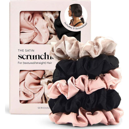 Kitsch Kitsch Satin Scrunchies For Women - No Crease Hair Ties For Girls | Scrunchies For All Hair Types And Textures, Perfect For Day Or Night - 5 Pcs, Assorted