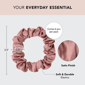 Kitsch Kitsch Satin Scrunchies For Women - No Crease Hair Ties For Girls | Scrunchies For All Hair Types And Textures, Perfect For Day Or Night - 6 Pcs, Terracotta