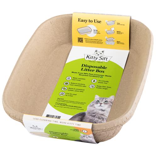 Kitty Sift Disposable Cat Litter Boxes, 6-Pack, Sustainable, Easy Clean, Large Size