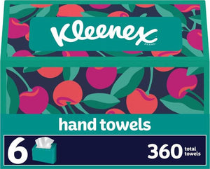 Kleenex Disposable Paper Hand Towels, 6 Boxes, 60 Tissues per Box, 360 Total Tissues, Packaging May Vary