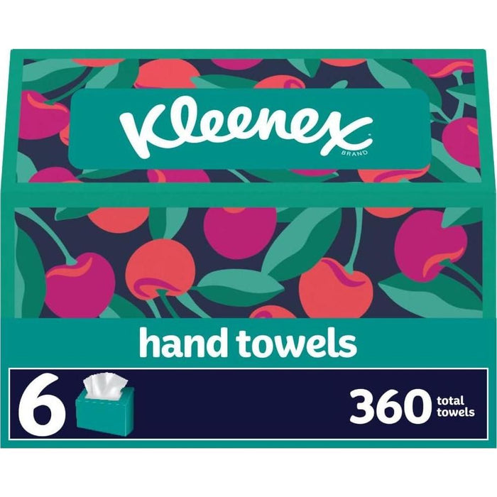 Kleenex Disposable Paper Hand Towels, 6 Boxes, 60 Tissues per Box, 360 Total Tissues, Packaging May Vary