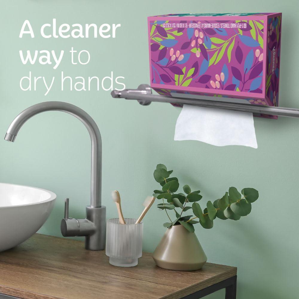 Kleenex Disposable Paper Hand Towels, 6 Boxes, 60 Tissues per Box, 360 Total Tissues, Packaging May Vary