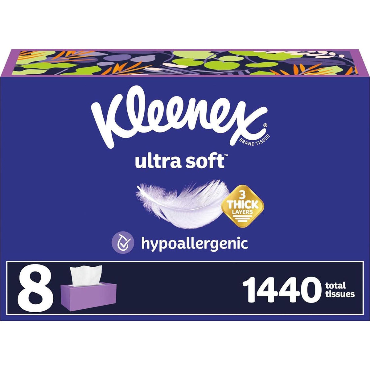 Kleenex Ultra Soft Facial Tissues, 8 Flat Boxes, 180 Tissues per Box, 3-Ply (Packaging May Vary)