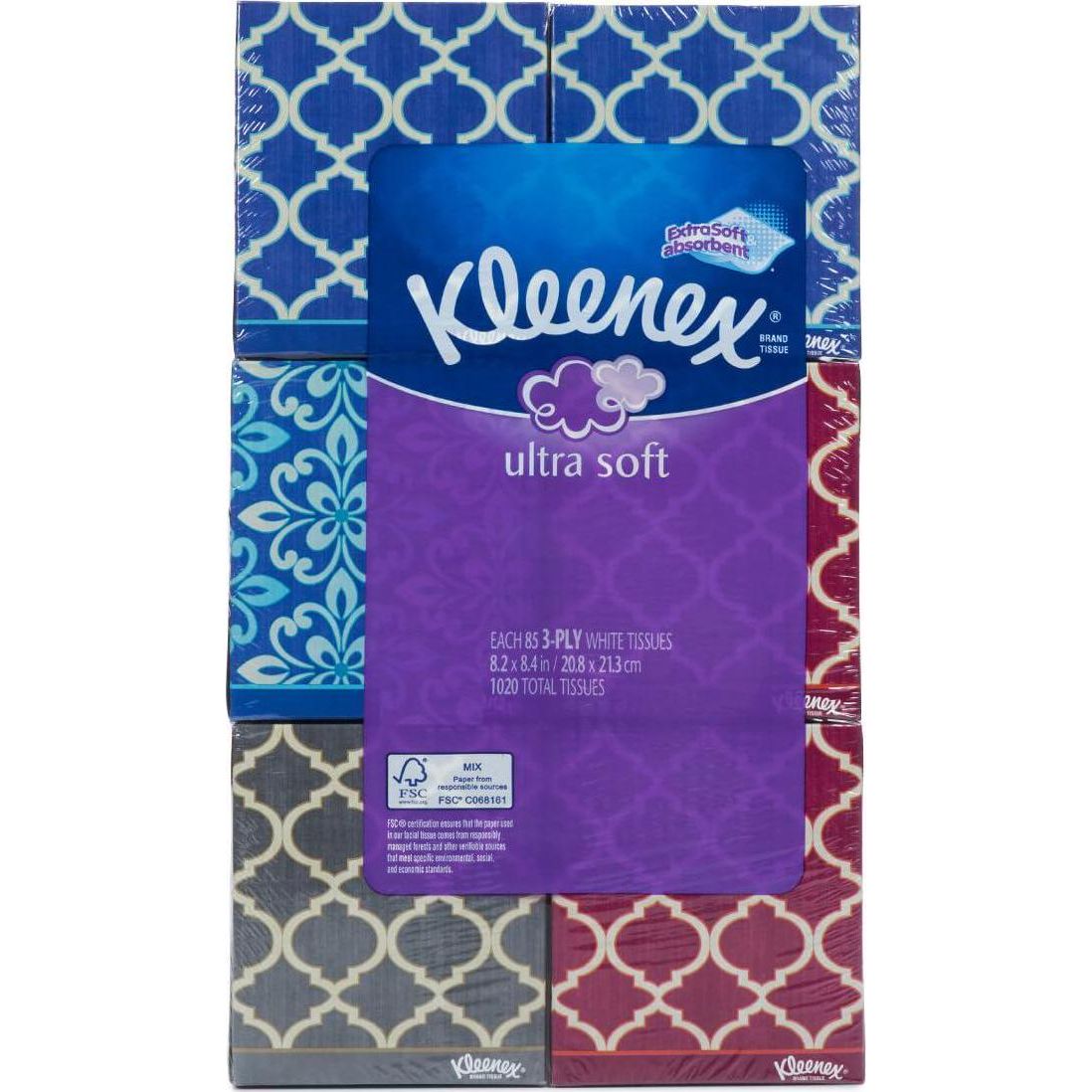 Kleenex Ultra Soft Tissues, 3-Ply, Pack of 6 (85 Count Each), Ultra-Soft & Gentle for Sensitive Skin