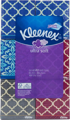 Kleenex Ultra Soft Tissues, 3-Ply, Pack of 6 (85 Count Each), Ultra-Soft & Gentle for Sensitive Skin