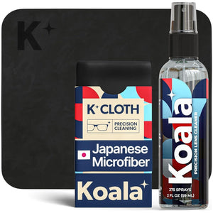 Koala Eyeglass Lens Cleaner Spray Kit, 1x Cleaner Bottle & 1x Microfiber Cloth, Alcohol-Free, Made in USA