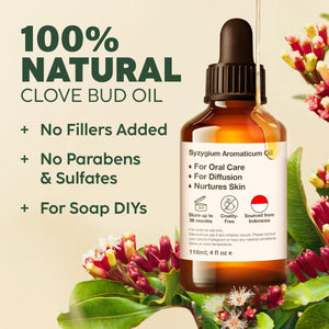 Kukka Clove Oil, 100% Pure Natural, 4oz, Perfect for Oral Care, Hair, & DIY Projects