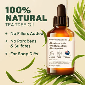 KUKKA essential oils Kukka Tea Tree Oil For Skin, Hair And Toenails - 4 Fl Oz - 100% Pure Natural Tea Tree Essential Oil Made From Australian Melaleuca For Potency - Used In General Wellness, Aromatherapy And DIY Soap Making
