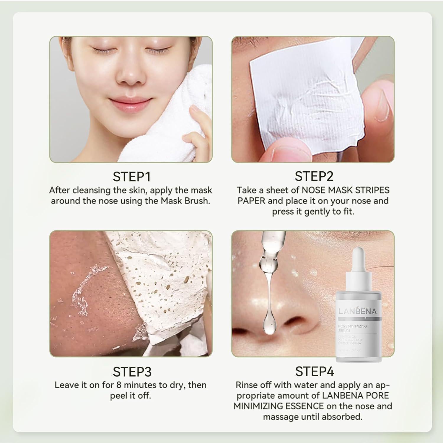 LANBENA Blackhead Remover Black Mask Charcoal Mask Peel Off Mask Facial Pore Cleanser Purifying Face Mask Nose Strips 1.06 Ounce,