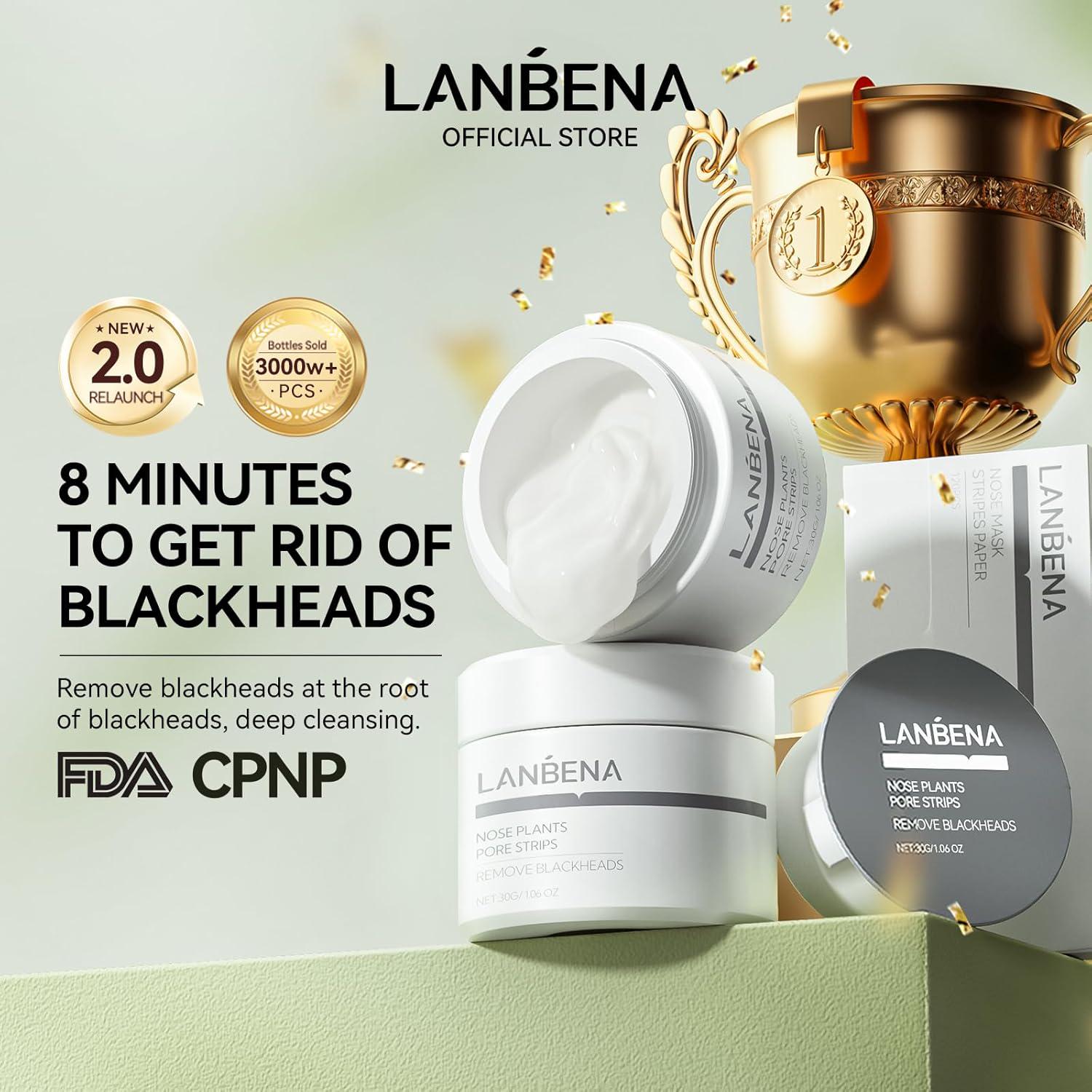 LANBENA Blackhead Remover Black Mask Charcoal Mask Peel Off Mask Facial Pore Cleanser Purifying Face Mask Nose Strips 1.06 Ounce,