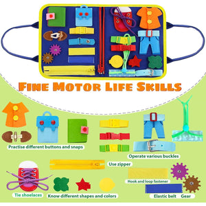 LANNEY Toddler Busy Board Montessori Toys For 1 2 3 4 Year Old, Busy Book For Toddlers Sensory Board Educational Activities Learning Fine Motor Skills, Travel Toys Boys And Girls Gifts,