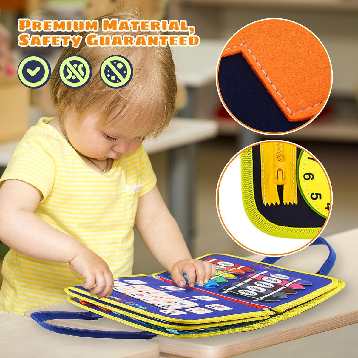 LANNEY Toddler Busy Board Montessori Toys For 1 2 3 4 Year Old, Busy Book For Toddlers Sensory Board Educational Activities Learning Fine Motor Skills, Travel Toys Boys And Girls Gifts,