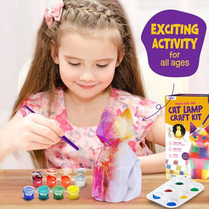 LAOESE Paint Your Own Cat Lamp Kit, DIY Kids Craft Toy with Art Supplies, Ages 6–12 Gift Idea