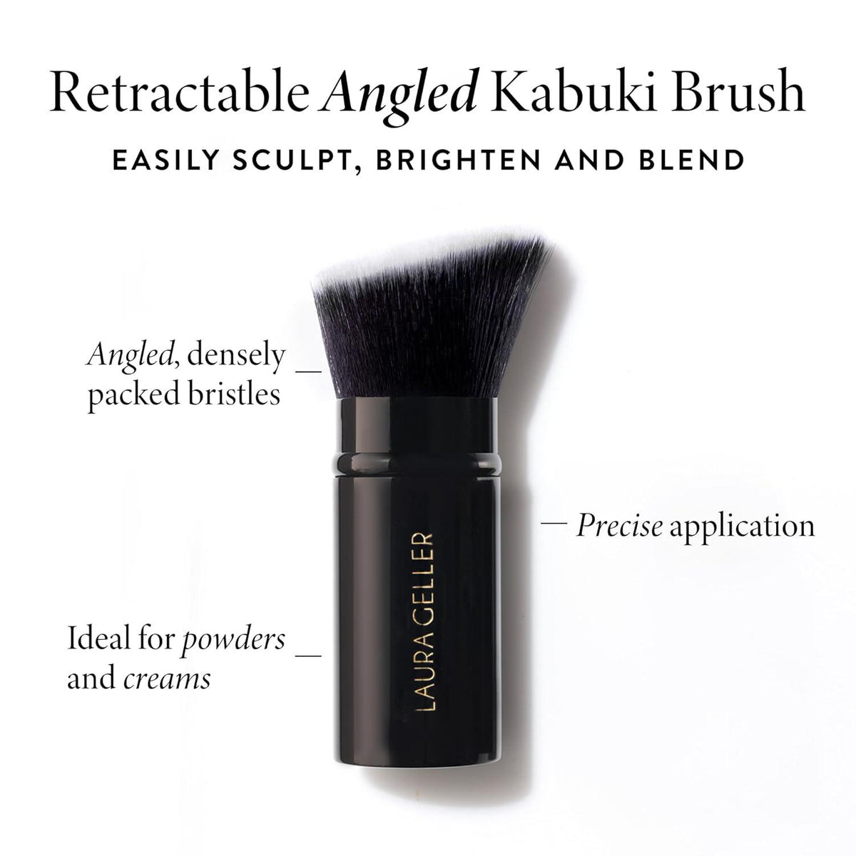 LAURA GELLER NEW YORK LAURA GELLER NEW YORK Retractable Black Kabuki Brush For Liquid, Cream And Powder Face Makeup With Aluminum Handle