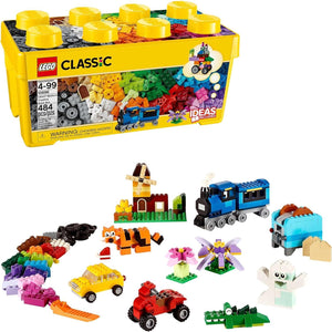 LEGO Classic Medium Brick Box 10696, Storage Included, Ages 4+, Tiger & Train Models, 484 Pieces