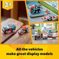 LEGO Creator 3-in-1 Flatbed Truck Helicopter Toy Set, Transforms into Plane & Hot Rod, Ages 7+, 31146