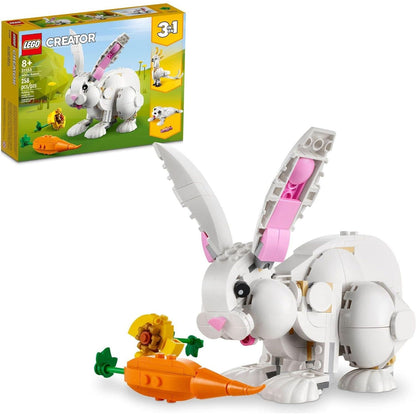 LEGO Creator 3-in-1 White Rabbit Animal Building Toy Set Bunny to Seal to Parrot