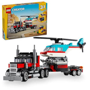 LEGO Creator 3-in-1 Flatbed Truck Helicopter Toy Set, Transforms into Plane & Hot Rod, Ages 7+, 31146