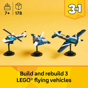 LEGO Creator 3in1 Aircraft Race Plane Building Toy with Jet and Helicopter Options for Kids 31160