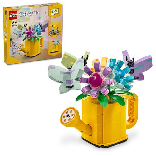 LEGO Creator 3 in 1 Flowers in Watering Can Set Builds Rain Boots or Birds Ages 8+