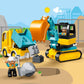 LEGO DUPLO Town Truck & Excavator Set (10931), Construction Vehicles Toy for Toddlers Ages 2–4, Motor Skill Learning Gift
