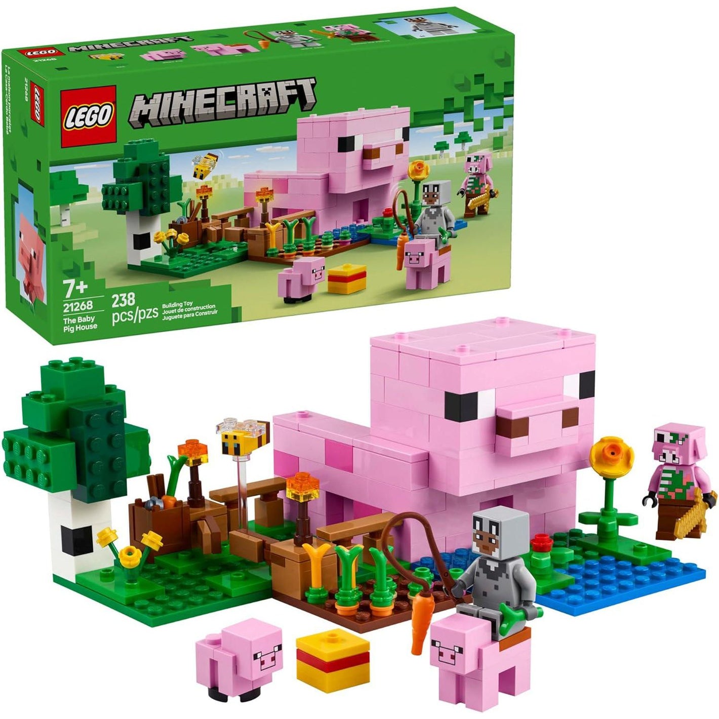 LEGO Minecraft Baby Pig House 21268 Building Set with 2 Minifigures for Boys and Girls Age 7 Plus