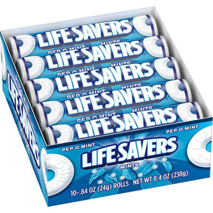 Life Savers Pep-O-Mint Hard Candy, 20 Count Rolls, Bulk Mints, 84 oz Box
