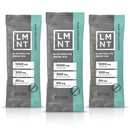 Drink LMNT Zero Sugar Electrolytes, Raw Unflavored Salt Drink Mix, 30 Count