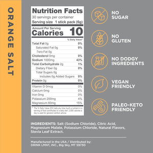 LMNT Zero Sugar Electrolytes, Orange Salt Drink Mix, 30 Count