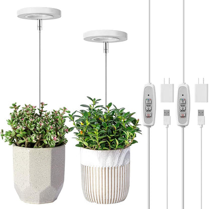 LORDEM Grow Light, Full Spectrum LED Plant Light For Indoor Plants, Height Adjustable Growing Lamp With Auto On/Off Timer 4/8/12H, 4 Dimmable Brightness, Ideal For Small Plants, 2 Packs,