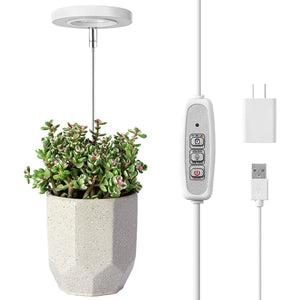 LORDEM Grow Light, Full Spectrum LED Plant Light For Indoor Plants, Height Adjustable Growing Lamp With Auto On/Off Timer 4/8/12H, 4 Dimmable Brightness, Ideal For Small Plants,