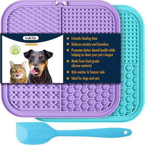 LUKITO Dog & Cat Lick Mats, 2 Pack, Suction Cup Lick Pads for Bathing, Anxiety, Grooming, Boredom Relief