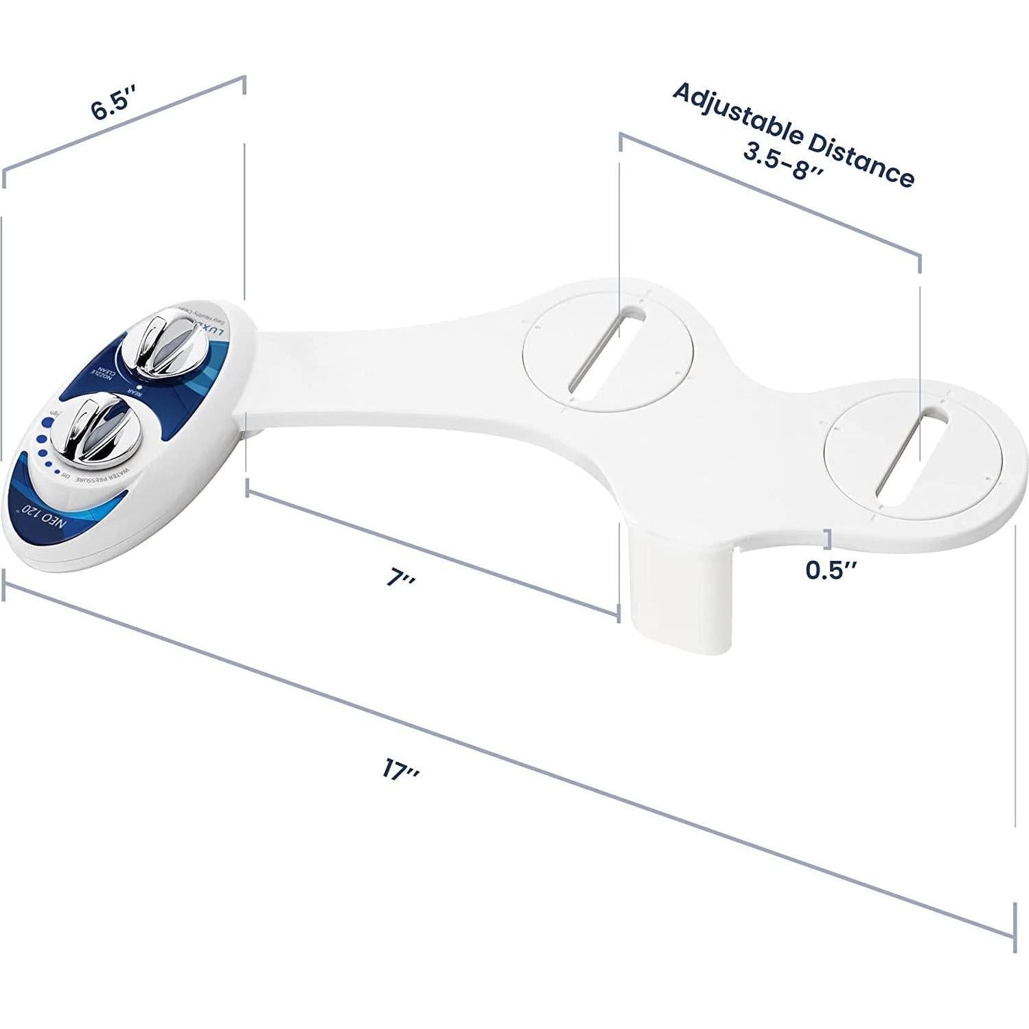 LUXE Bidet NEO 120 - Self-Cleaning Nozzle, Fresh Water Non-Electric Bidet Attachment For Toilet Seat, Adjustable Water Pressure, Rear Wash (Blue),895063002784