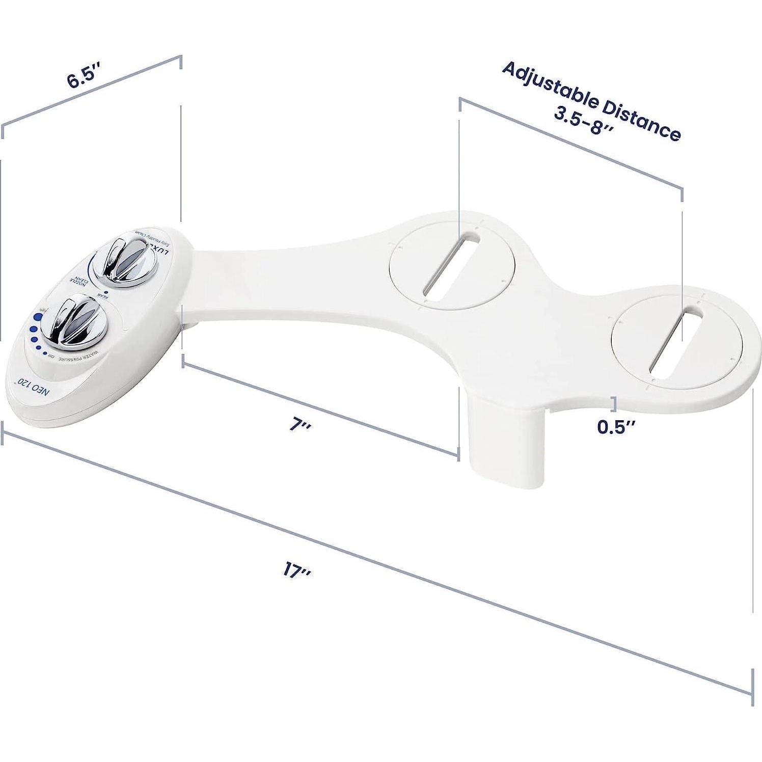 LUXE Bidet NEO 120 - Self-Cleaning Nozzle, Fresh Water Non-Electric Bidet Attachment For Toilet Seat, Adjustable Water Pressure, Rear Wash (White),