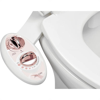 LUXE Bidet NEO 120 - Self-Cleaning Nozzle, Fresh Water Non-Electric Bidet Attachment For Toilet Seat, Adjustable Water Pressure, Rear Wash (Rose Gold),859216005497