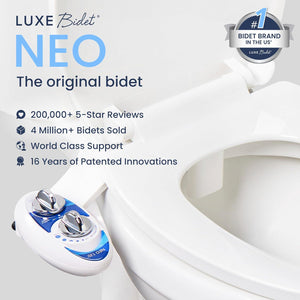LUXE Bidet NEO 120 - Self-Cleaning Nozzle, Fresh Water Non-Electric Bidet Attachment For Toilet Seat, Adjustable Water Pressure, Rear Wash (Blue),895063002784