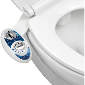 LUXE Bidet NEO 185 - Self-Cleaning, Dual Nozzle, Non-Electric Bidet Attachment For Toilet Seat, Adjustable Water Pressure, Rear And Feminine Wash (Blue),
