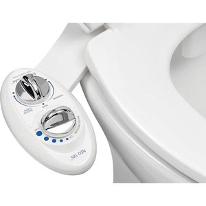 LUXE Bidet NEO 185 - Self-Cleaning, Dual Nozzle, Non-Electric Bidet Attachment For Toilet Seat, Adjustable Water Pressure, Rear And Feminine Wash (White),